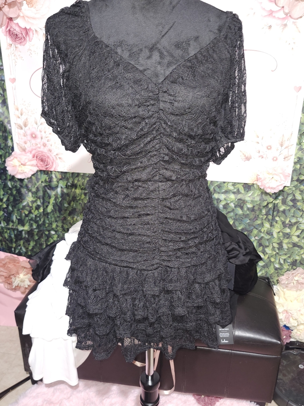 Lulus Black Lace Ruched Mini Dress - Women